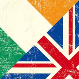 Image of half an Irish flag and half a British Union Jack.
